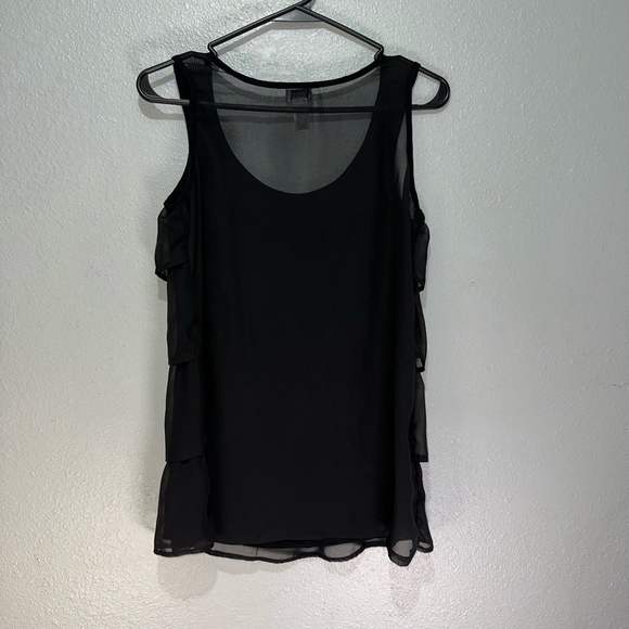 Charming Charlie Women’s Black Ruffle Tank Top Size M Ruffles - Picture 8 of 8